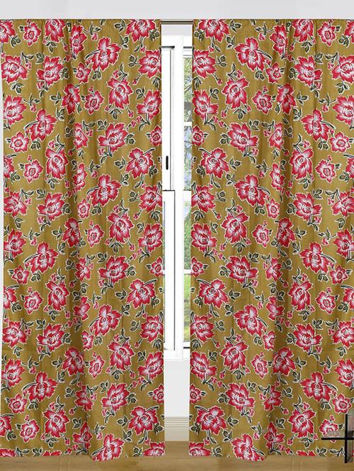 set of 2 cotton floral printed curtain - 11625331 - Very Small Image - 1