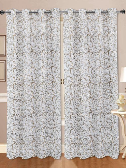 set of 2 cotton gold printed curtain - 11625357 - Very Small Image - 1