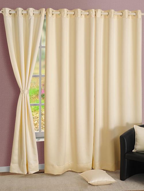 cream colour solid blackout eyelet curtain - 11625427 - Very Small Image - 1
