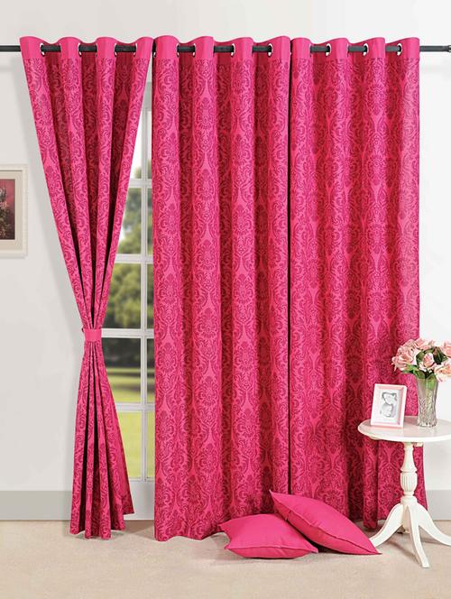 magenta colour ethnic printed eyelet curtain - 11625526 - Very Small Image - 1