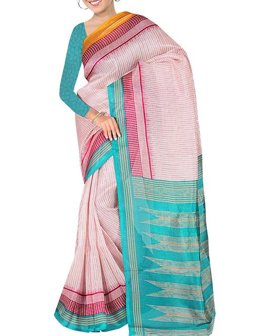 white and blue cotton saree - 11627397 - Very Small Image - 1