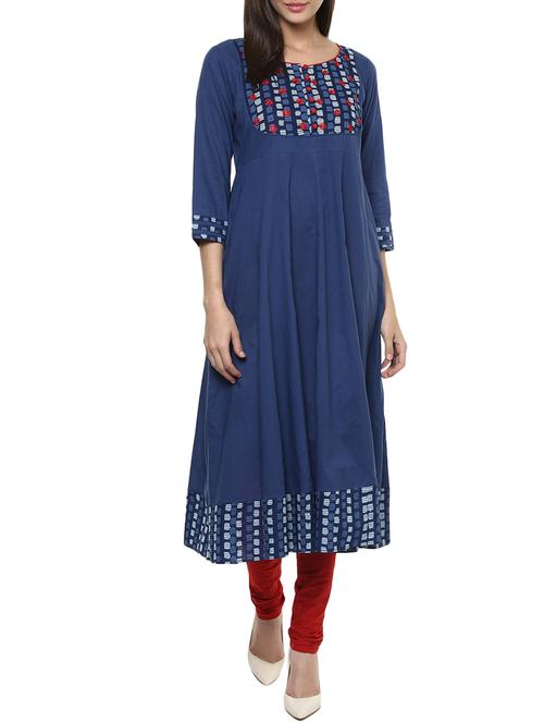 a-line printed cotton kurta - 11628653 - Very Small Image - 1