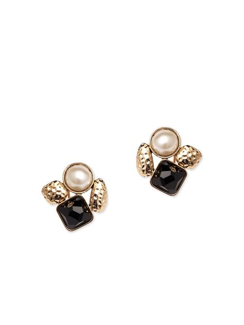 gold satin less steel studs earring - 11632024 - Very Small Image - 1