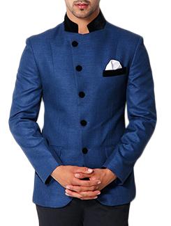 blue cotton casual blazer - 11632071 - Very Small Image - 1