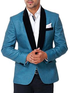 blue cotton casual blazer - 11632075 - Very Small Image - 1
