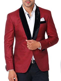 maroon cotton casual blazer - 11632078 - Very Small Image - 1