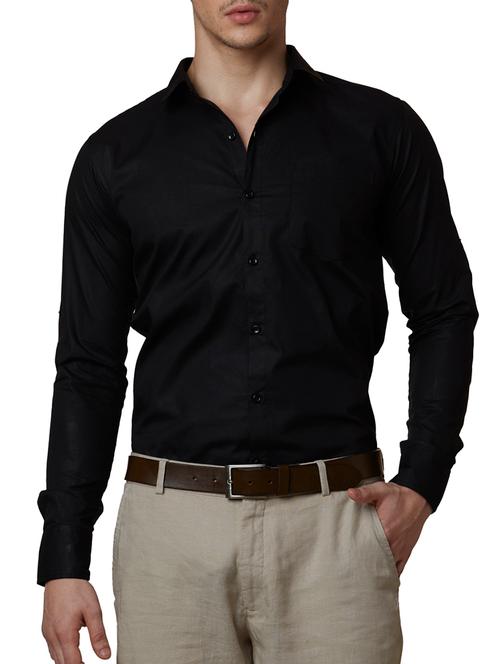 solid black cotton formal shirt - 11632494 - Very Small Image - 1