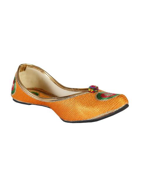 orange embroidered faux leather jutis - 11648767 - Very Small Image - 1