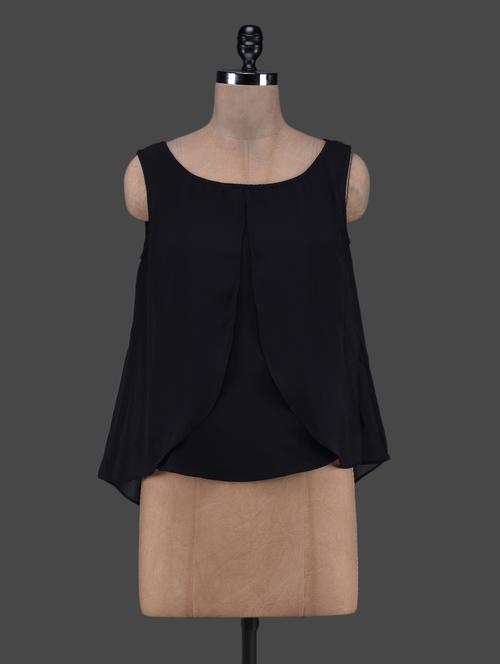 multi layered sleeveless georgette top - 1164955 - Very Small Image - 1