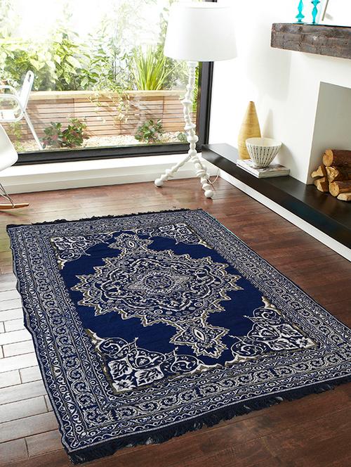 presto bazaar blue colour traditional chenille carpet - 11661656 - Very Small Image - 1