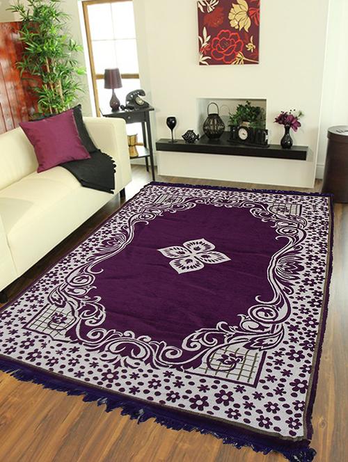 purple colour floral chenille carpet - 11661664 - Very Small Image - 1