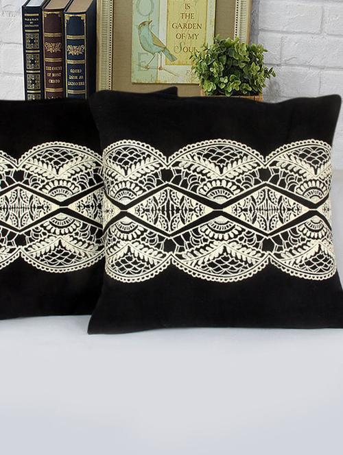 saral home premium quality cotton traditional embroidered cushion cover set of 2pc -40x40 cm - 11665416 - Very Small Image - 1