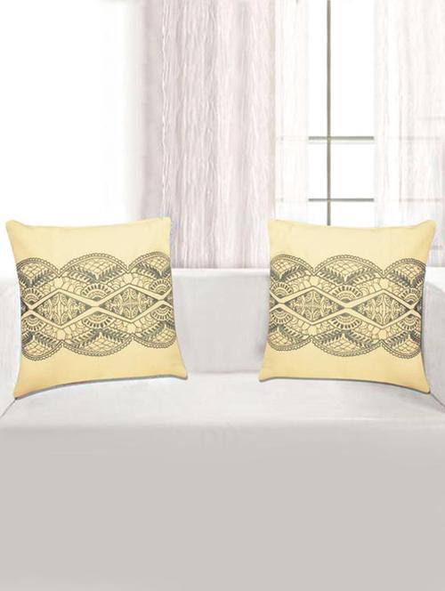 saral home premium quality cotton traditional embroidered cushion cover set of 2pc -40x40 cm - 11665417 - Very Small Image - 1