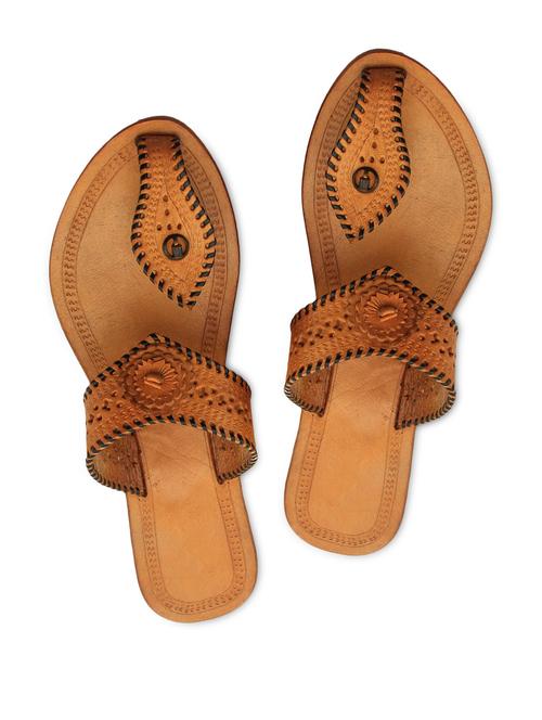 contrast stitch kolhapuri slip on sandals - 1166623 - Very Small Image - 1