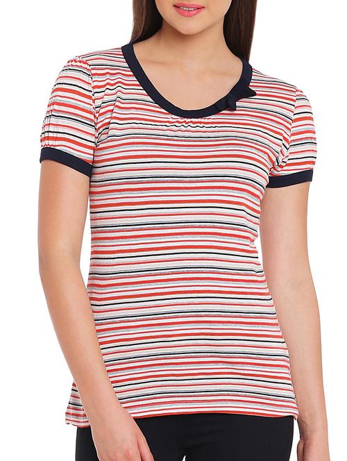 horizontal striped bow detail tee - 11668898 - Very Small Image - 1