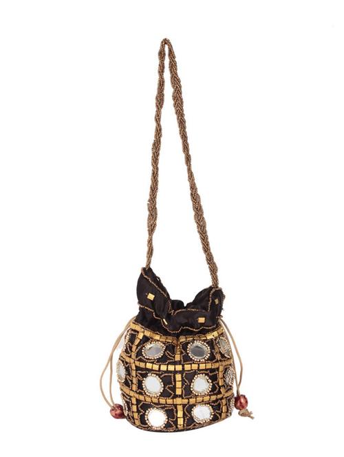 black embellished leather potli - 11673806 - Very Small Image - 1