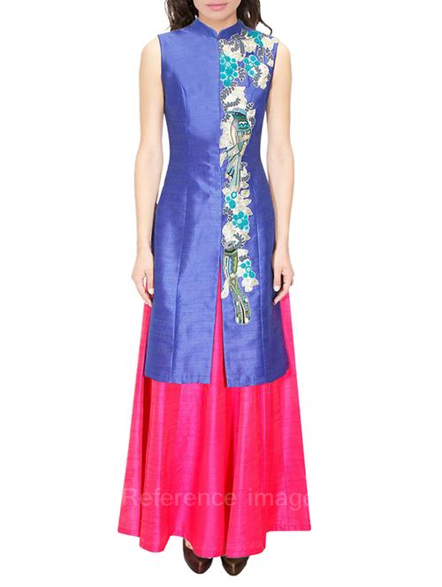 blue embroidered banglori silk lehenga - 11676120 - Very Small Image - 1