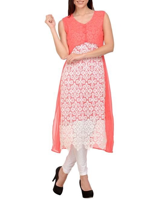 pink georgette kurti - 11678641 - Very Small Image - 1