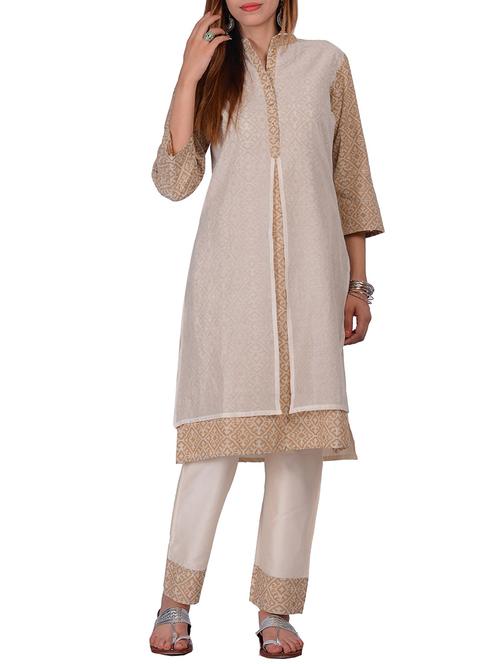 white double layered jacket kurta - 11678674 - Very Small Image - 1