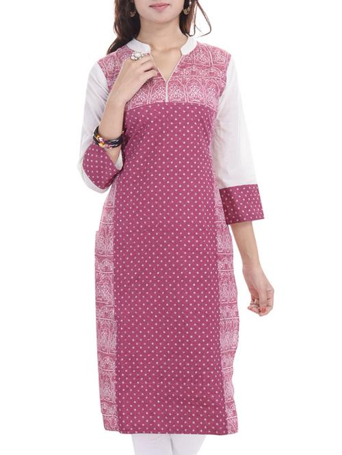 pink cotton straight kurta - 11678839 - Very Small Image - 1