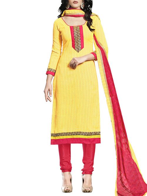 yellow art silk unstitched suit - 11684091 - Very Small Image - 1
