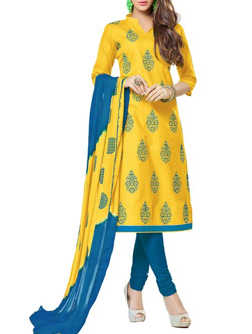 yellow cotton unstitched suit - 11684156 - Very Small Image - 1
