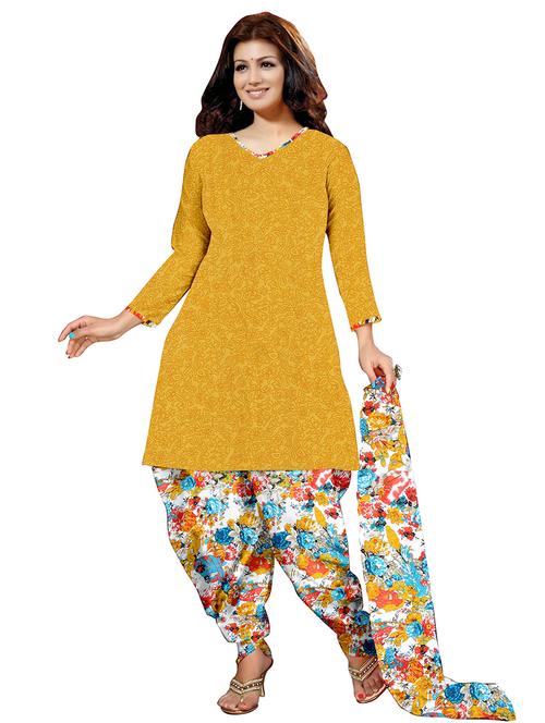 yellow crepe unstitched suit - 11684223 - Very Small Image - 1