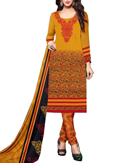 yellow crepe unstitched suit - 11684240 - Very Small Image - 1