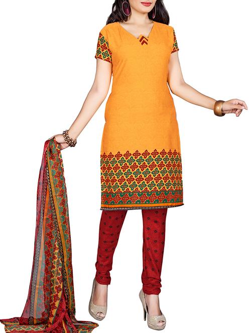 yellow crepe unstitched suit - 11684326 - Very Small Image - 1