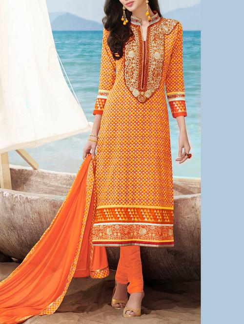 yellow cotton unstitched suit - 11684410 - Very Small Image - 1