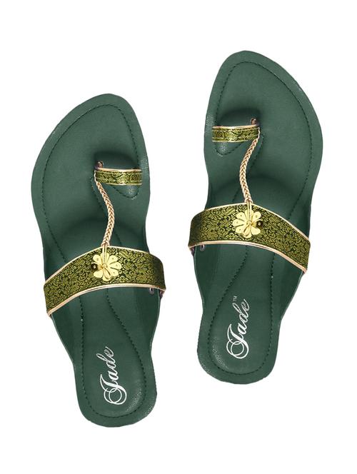 green faux leather toe separator kolhapuris - 11685829 - Very Small Image - 1
