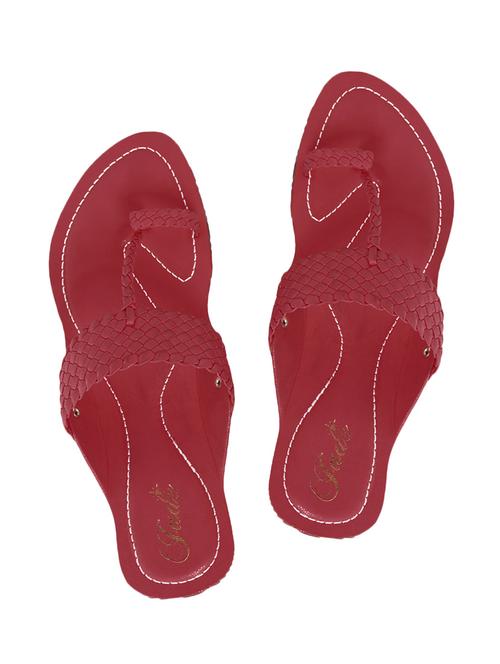 maroon faux leather toe separator kolhapuris - 11685842 - Very Small Image - 1