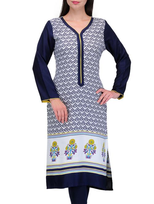 long sleeves printed rayon kurta - 1168824 - Very Small Image - 1