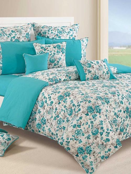 set of 4 teal and white colour bed in a bag - 11696614 - Very Small Image - 1