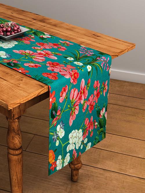 floral green cotton table runner - 11696844 - Very Small Image - 1
