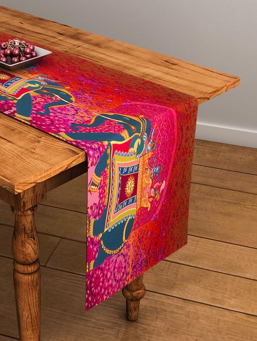 printed pink cotton table runner - 11696845 - Very Small Image - 1