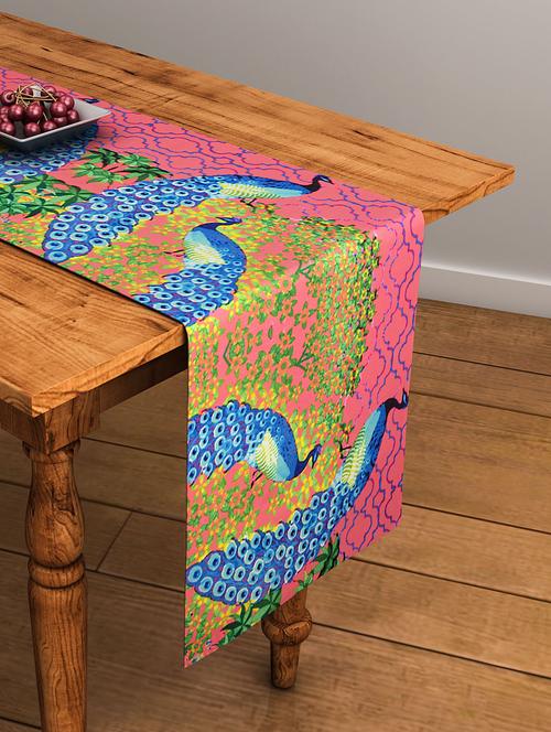 printed pink cotton table runner - 11696847 - Very Small Image - 1