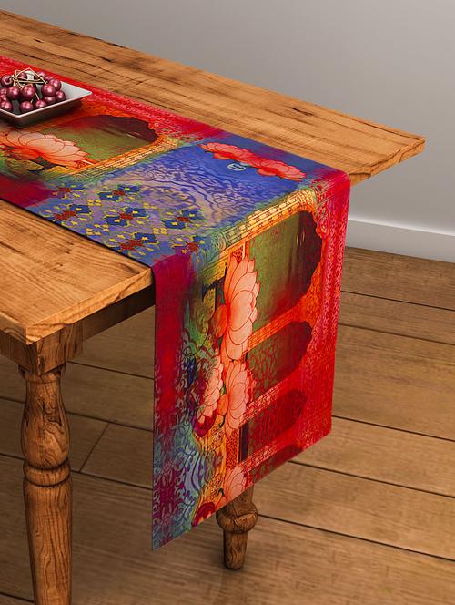 printed multi colored cotton table runner - 11696851 - Very Small Image - 1