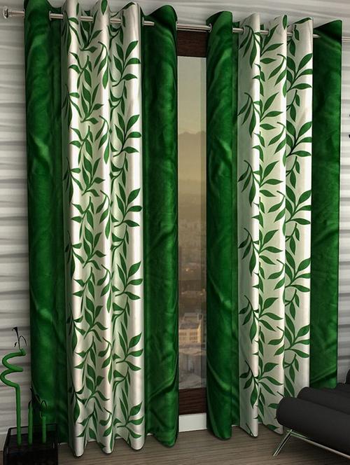green leaf print polyester curtain - 11697030 - Very Small Image - 1