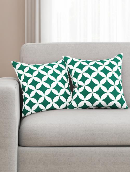 green cotton set of 2 cushion covers - 11697388 - Very Small Image - 1