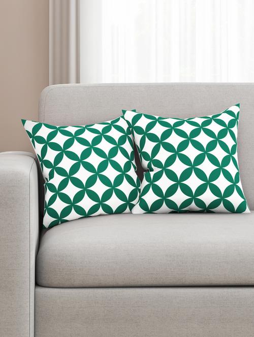 green cotton set of 2 cushion covers - 11697395 - Very Small Image - 1