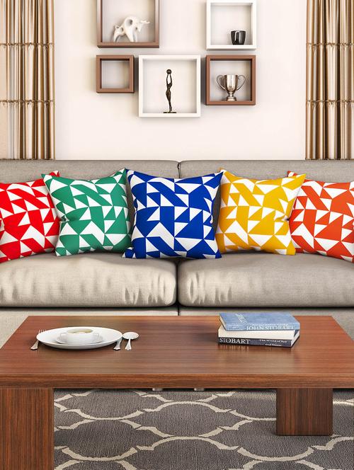 multi colored cotton set of 5 cushion covers - 11697419 - Very Small Image - 1