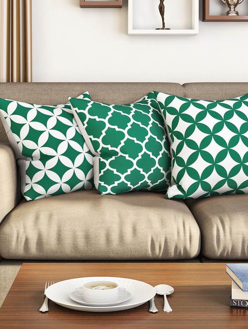 green cotton set of 3 cushion covers - 11697448 - Very Small Image - 1