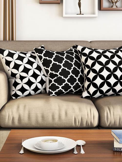 black cotton set of 3 cushion covers - 11697449 - Very Small Image - 1