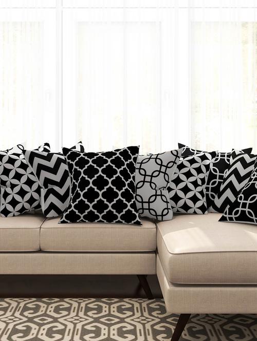 black cotton set of 10 cushion covers - 11697480 - Very Small Image - 1
