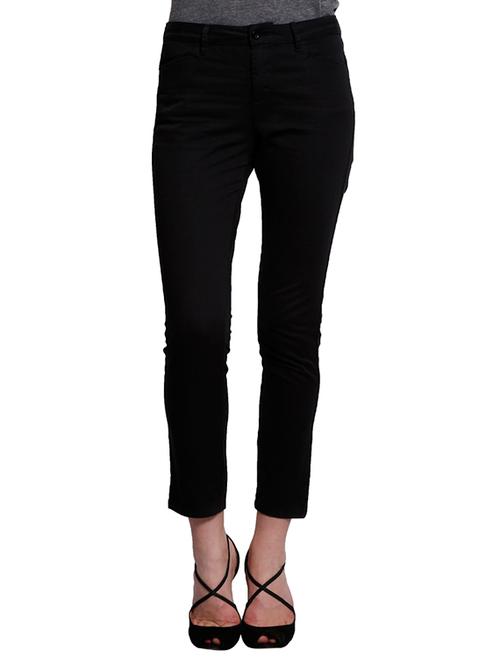 solid black polyester ankle length trouser - 11697813 - Very Small Image - 1