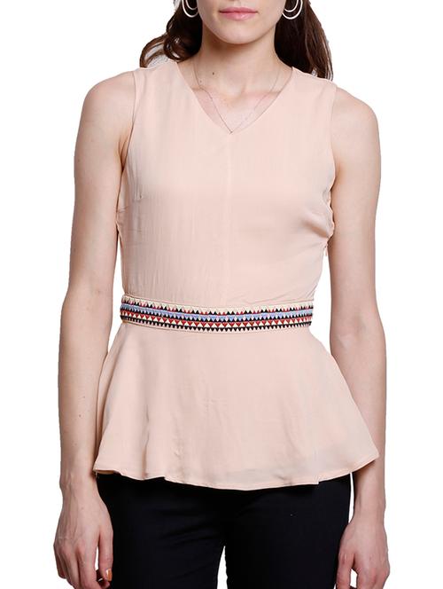 beige viscose embroidered top - 11697861 - Very Small Image - 1