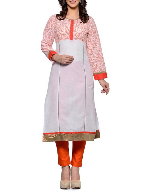 white cotton kurta - 11698381 - Very Small Image - 1