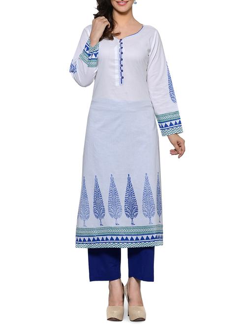 white cotton kurta - 11698383 - Very Small Image - 1