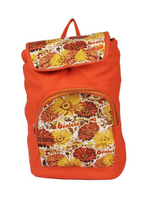 orange floral print canvas backpack - 11698923 - Very Small Image - 1